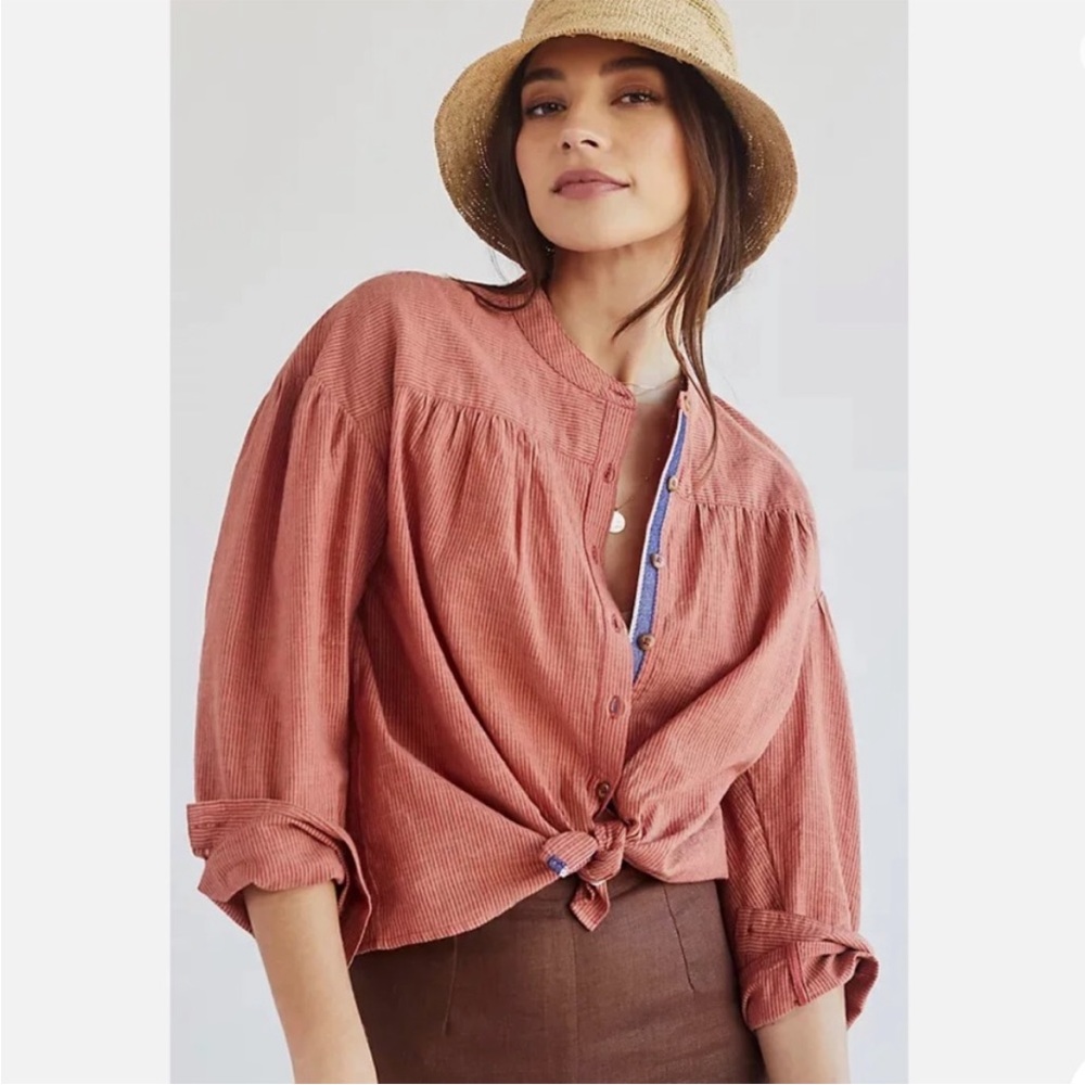 Anthropologie Pilcro Striped Peasant Shirt